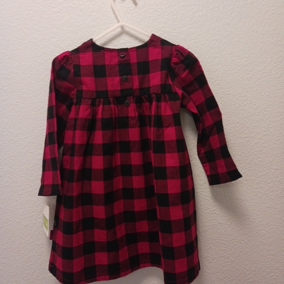 Le Top Little Girl Dress Plaid Red Black Christmas Dress Size 2T - Picture 2 of 5